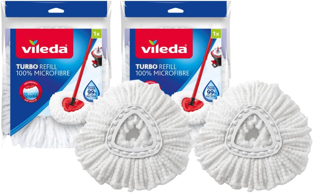 Nachfüllpackung Mit 2 Vileda Easywring And Clean Turbo Classic Mikrofaser-wischmoppköpfen