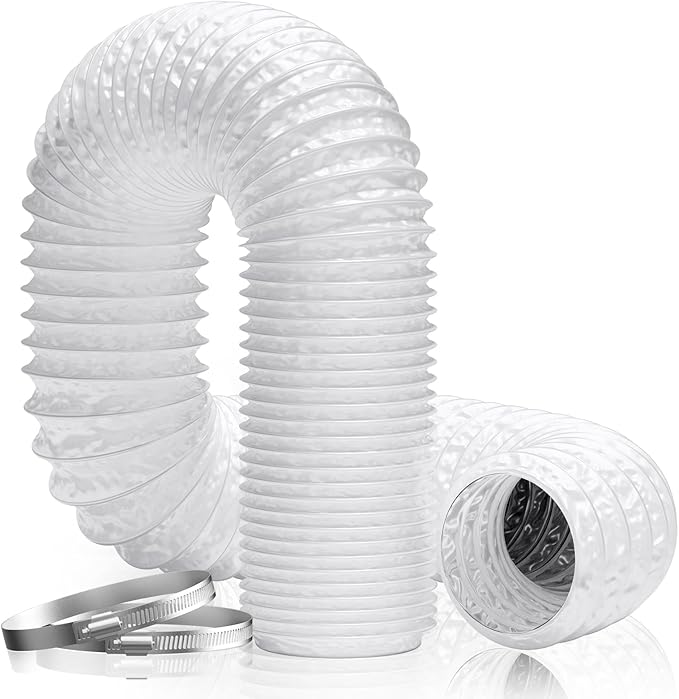 Hon&guan Flexibler Lüftungsschlauch 150 Mm × 5 M Pvc Und Aluminiumfolie Luftkanal Für Wäschetrockner, Abluftventilatoren, Heizung Und Klimaanlage (ø150mm, 5 Meter, Weiß)