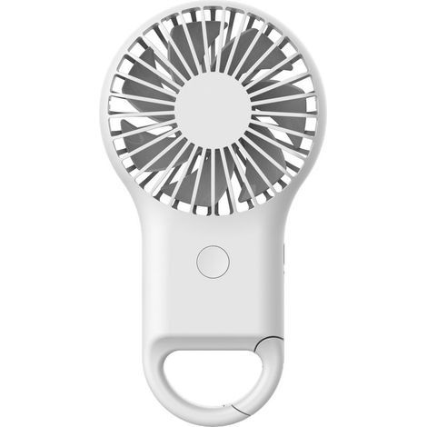 Tragbarer, Per Usb Aufladbarer Ventilator, 800 Mah, 3 Geschwindigkeitsstufen, Mit Karabinerhaken, Für Zuhause, Büro Und Reisen, Weiß