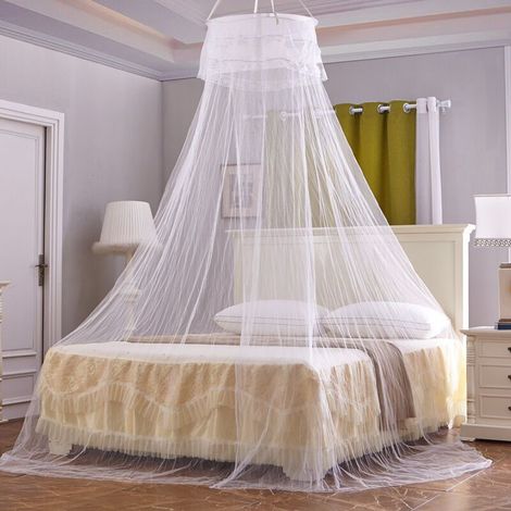 Weißes, Kuppelförmiges Moskitonetz Aus Polyester Mit Feinmaschigem Gewebe, 250 Cm Hoch × 60 Cm Durchmesser Oben, Für Einzel- Oder Doppelbetten, Zur Deckenmontage, 1 Stück