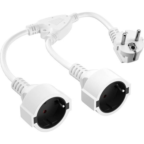 Blauer Stecker Für Steckdose, Kurzes Verlängerungskabel Mit 2 Steckdosen, 2-fach-steckdosenadapter, 16 A / 250 V, Ip20 Mehrfachsteckdose Für Zuhause, Büro, Küche – Weiß