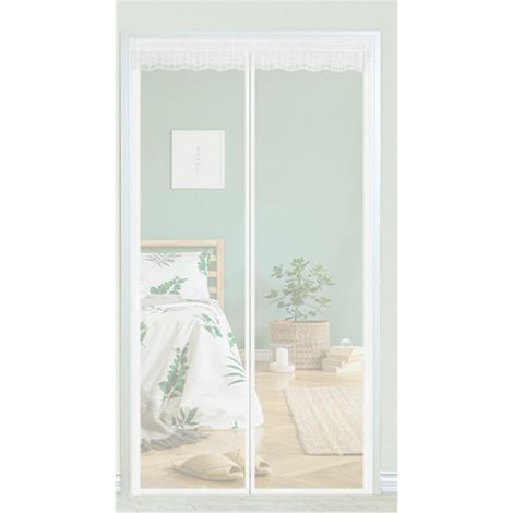 Magnetische Moskitonetztür Aus Polyester, Schutzgitter Gegen Mücken Und Bettwanzen Mit Klettverschluss Und Verriegelungssystem, Weiße, Flexible Magnettür, Maße 130 X 210 Cm