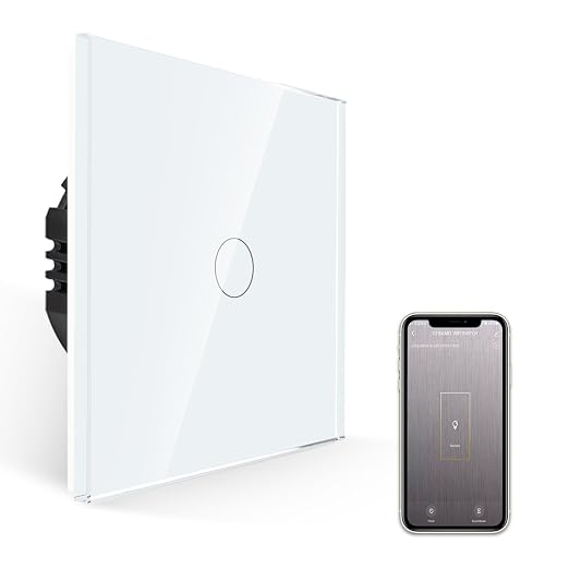Jimeida Smart-touch-schalter – Weiße Glasplatte – 600 W – Intelligenter Schalter Für Alexa Und Google Home – 1 Geschwindigkeit Mit Status-led – Neutralleiter Erforderlich
