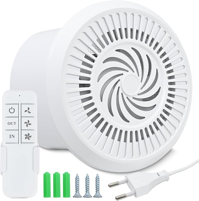 150 Mm, 280 M³/h, 15 W Abluftventilator, Reversibel, 2-wege-abluftventilator Mit 3 Einstellbaren Geschwindigkeiten, Ferngesteuerter Ventilator Für Küche, Bad, Dachboden, Fenster, Keller