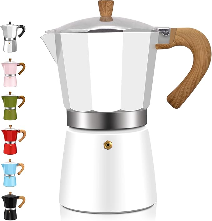 Espressokanne Aus Aluminium Für 6 Tassen, Ideal Für Den Herd, Mit 300 Ml Fassungsvermögen (10 Oz). Perfekt Für Die Zubereitung Von Italienischem Und Kubanischem Mokka. Auch Für Zuhause Und Beim Campin
