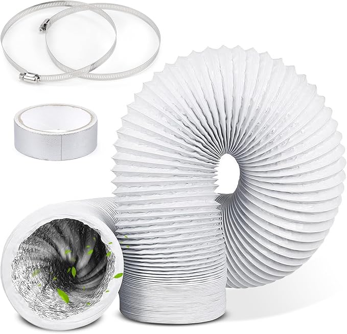 Erzekrim Tragbarer Klimaanlagenschlauch, 150 Mm Durchmesser, Flexibler Pvc-aluminium-abluftschlauch, 3 M Lüftungsschlauch Mit 2 Schlauchschellen Für Klimaanlage, Dunstabzugshaube, Wäschetrockner (150