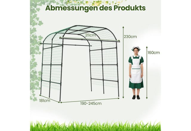 COSTWAY Rankhilfe, Rankgitter für Kletterpflanzen, 190-245cm verstellbar