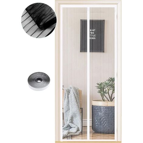 Magnetisches Moskitonetz Für Türen, 75 X 205 Cm, Automatischer Verschluss Durch Starke Magnete, Kein Bohren Erforderlich, Ideal Für Flure, Terrassen, Türen Und Vorhänge, Weiß Gestreiftes Muster