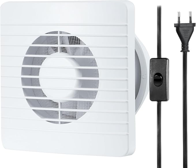 100-mm-badezimmerlüftungssystem, Abluftventilator Mit Schalter, 1 M Eu-stecker Für Bad, Küche, Büro, Wc, Gitterlüfter Mit Schalter, Ip45 Wasserdicht, 12 W, 120 M³/h
