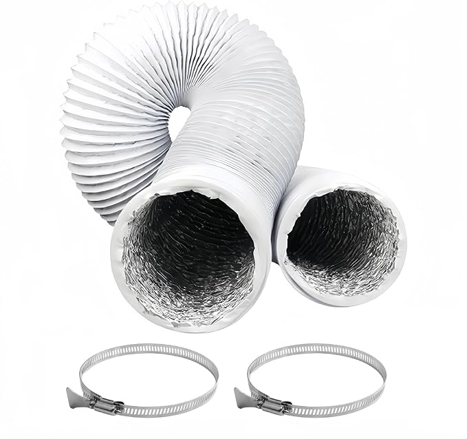 Abluftschlauch, 100 Mm Durchmesser, 3 M Länge, Aluminium-lüftungsrohr Mit 2 Schlauchschellen Für Mobile Klimaanlagen, Luftentfeuchter, Abluftventilatoren