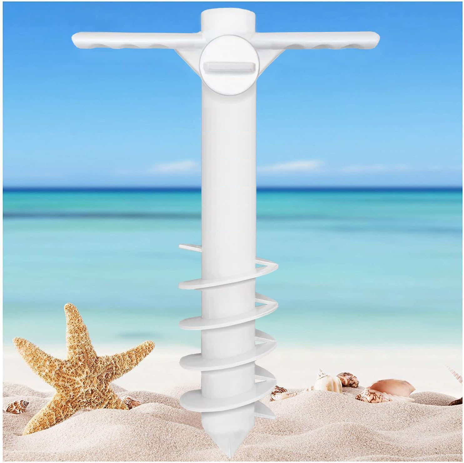 Universeller Sonnenschirmständer Für Den Strand, Dreibeinfuß, Stabiler Stand, Verstellbares Design, Tragbares Montagewerkzeug, Ideal Für Rasenflächen