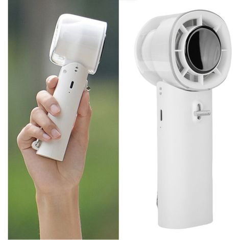 Tragbarer Ventilator Mit 3600-mah-akku, Geräuschlosem Modus, 128 Einstellbaren Geschwindigkeitsstufen, Mini-ventilator Ideal Für Reisen, Camping Und Strand, Aus Weißem Abs-kunststoff, Abmessungen: 60