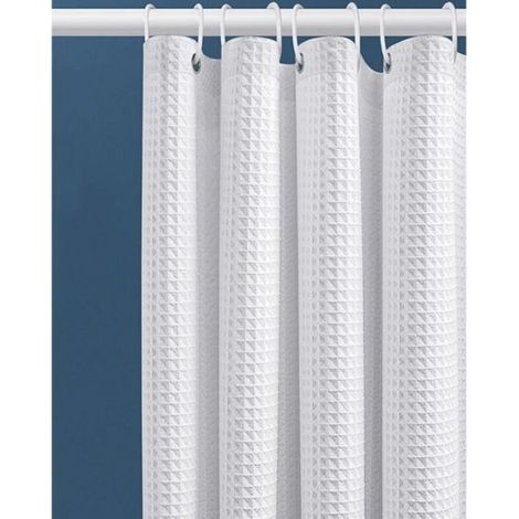 80 X 180 Cm (weiß) Waffelpiqué-duschvorhang Mit Metallösen, Schimmelresistenter Duschvorhang Für Badewanne Und Duschkabine, Robuster Stoffvorhang Für Badewanne Und Duschkabine, Beschwerter Saum