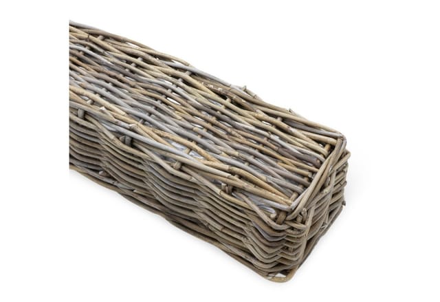 Spetebo Blumenkasten Rattan Pflanzkorb natur mit Folie für Innen und Außen - 58 x 18 cm (Anzahl, 1 St., Stück), Passend für alle Fensterbänke