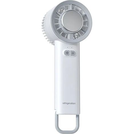Tragbarer Ventilator Mit Eiskühlung, Kompakter Und Leichter Tischventilator Mit Freisprechfunktion, 3 Geschwindigkeitsstufen, Farbe: Weiß