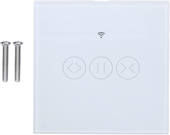 Intelligenter Vorhangschalter, Kabelloser Wlan-touchschalter, App-fernbedienung, Jalousien- Und Rollladenschalter Für Homeoffice, Abs-gehärtetes Glas, 8,6 X 8,6 Cm (weiß)