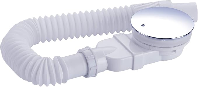 Impts 90-mm-duschablauf, Extra Flach, Ablaufloch Für Duschwanne, Siphon Mit Geruchskontrollsystem, Haarsieb, Flexibler Schlauch, Chromabdeckung