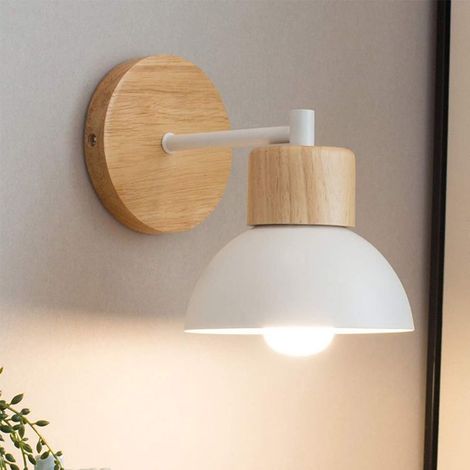 Moderne E27-wandleuchte Aus Metall Und Holz Im Skandinavischen Stil, Weiße Pendelleuchte