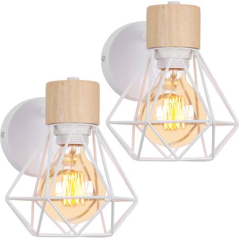 Vintage-industrie-wandleuchte Mit Verstellbarer E27-fassung, Aus Metall Und Holz, Max. 60 W, Für Schlafzimmer, Wohnzimmer Oder Café, 2er-set