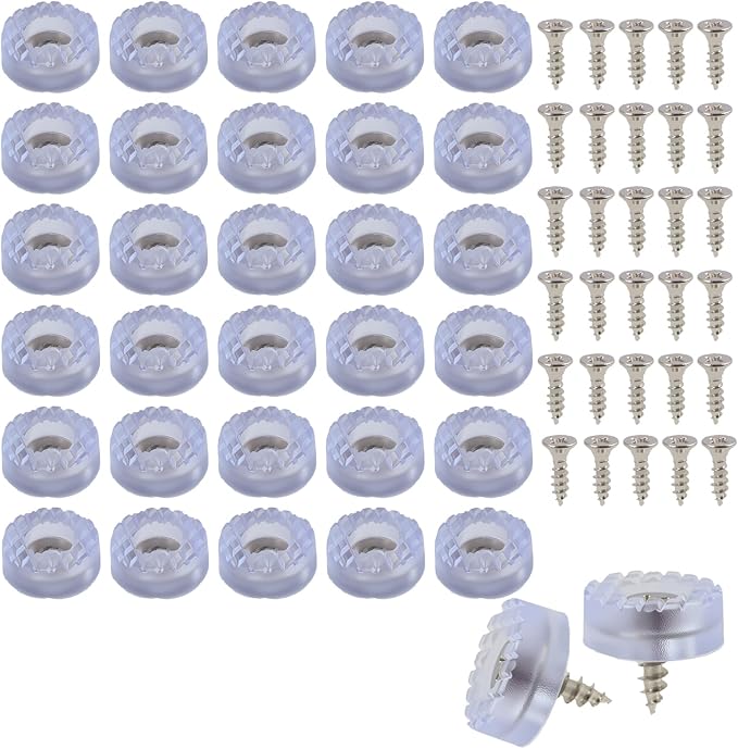 30 Möbelfüße, 33 X 7 Mm, Gummifüße Für Stühle, Runde Möbelgleiter Mit Schrauben, Füße Für Schränke, Schreibtische, Stühle, Bodenschutz, Robustes Design Und Einfache Montage