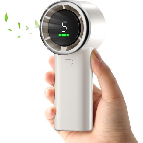 Tragbarer Mini-usb-ventilator Mit 5 Geschwindigkeitsstufen Und Integriertem 3600-mah-akku, Ideal Für Reisen, Büro, Camping, Schule Und Sport – Weißes Modell