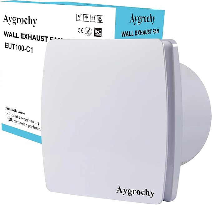 Aygrochy 100-mm-lüfter Mit Geräuschdämpfung, Badezimmerlüftungssystem Mit Rückschlagklappe, Eu-stecker, Energieeffizient, Für Bad, Küche, Büro, Wc, Garage
