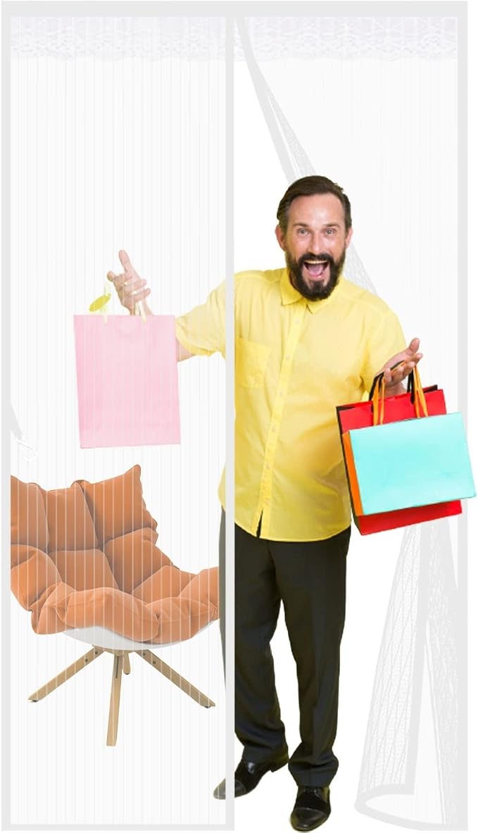 Magnetisches Moskitonetz Für Türen, 125 X 255 Cm, Schutz Vor Mücken Und Insekten, Türschutzgitter Hält Die Luft Im Inneren Frisch – Ideal Für Kinder Und Haustiere, Weiß A