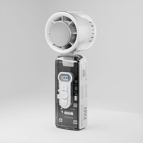 Tragbarer, Wiederaufladbarer Ventilator Mit Led-beleuchtung, Ideal Für Reisen Und Strand, Maße: 19,2 X 8 X 6 Cm, Farbe: Weiß