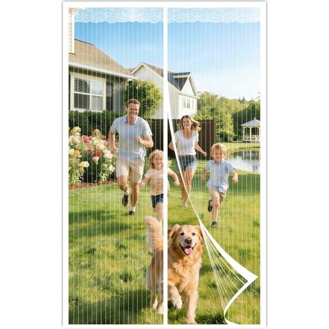 Magnetisches Moskitonetz Für Türen Oder Fenster, 90 X 220 Cm, Bohrfreies Fliegengitter Mit Integrierten Magneten, Für Außentüren, Balkone, Wohnmobile Und Terrassen – Weiß