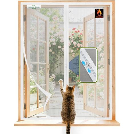Fenster-moskitonetz 180 X 115 Cm, Einfache Montage, Aus Feuerhemmendem Und Reißfestem Fiberglas, Mit Praktischem Reißverschluss, Weiß