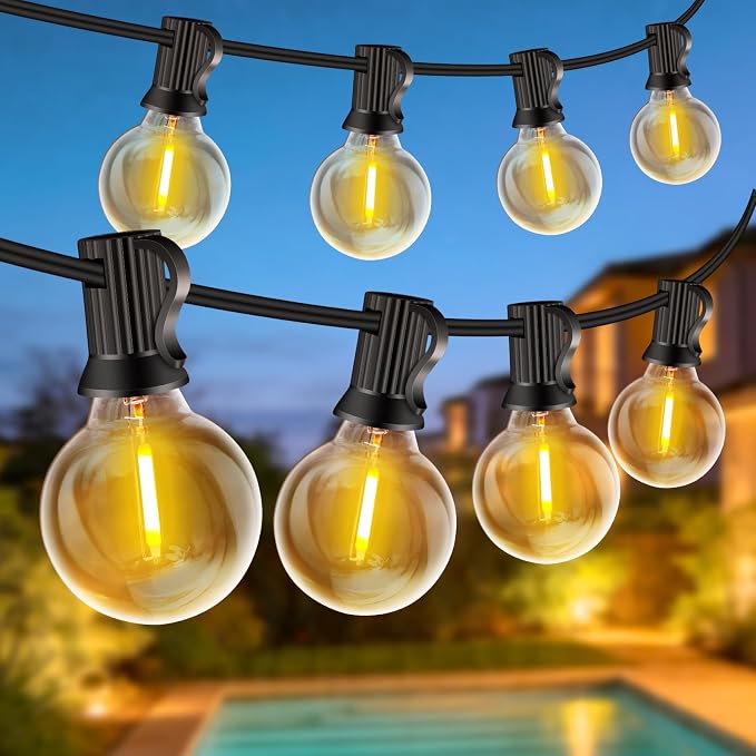 Rintea 30m Lichterkette Für Den Außenbereich, 50+3 G40-glühbirnen, Bruchsicher, Plug & Play, Wasserdicht, Verbindbare Led-lichterkette, Für Garten, Balkon, Zuhause, Hochzeit, Party, Weihnachten [warmw