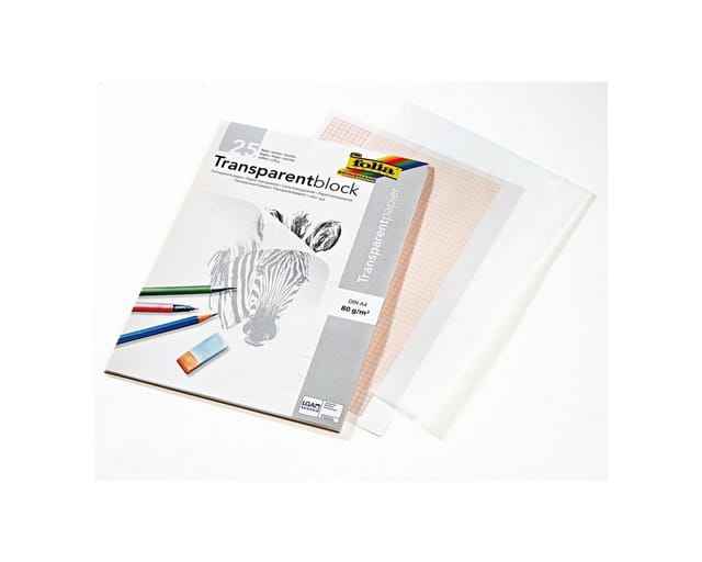 Folia Transparentpapier, Architektenpapier 25 Blatt, weiß transparent, Format A4, 80 g/m²