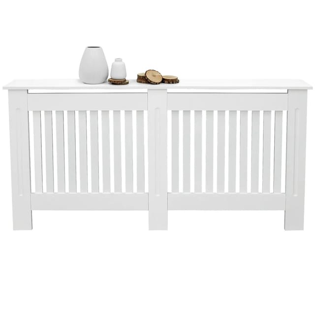 ML-DESIGN Heizungsverkleidung Heizkörperabdeckung aus Holz Heizkörperverkleidung für die Heizung, Zubehör für Heizkörper, Heizungsabdeckung lackiert Landhausstil 152x19x82 cm Weiß aus MDF