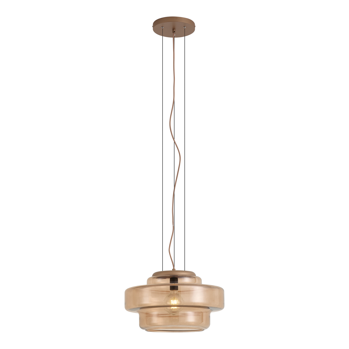 Qazqa Retro-pendelleuchte Dunkelbronze Mit Amberglas - Barb