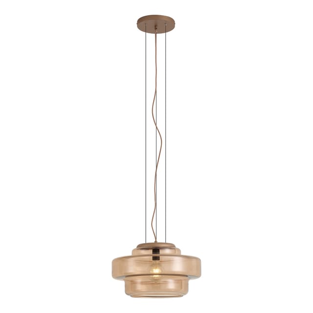 Qazqa Retro-pendelleuchte Dunkelbronze Mit Amberglas - Barb