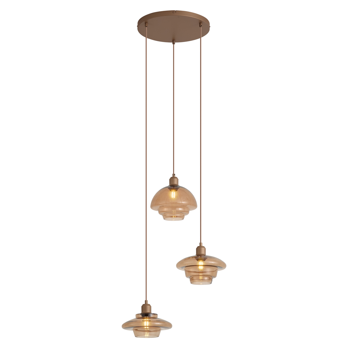 Qazqa Retro-pendelleuchte Dunkelbronze Mit Bernsteinfarbenen