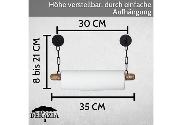 DEKAZIA Küchenrollenhalter ohne Bohren Holz Wandrollenhalter Papierrollenhalter, (Halter Küchenrolle Küchenpapierhalter), Selbstklebend Papierhalte Serviettenhalter