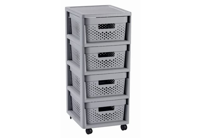 Curver Badregal, Aufbewahrungseinheit Schubladenwagen 4x11L Infinity