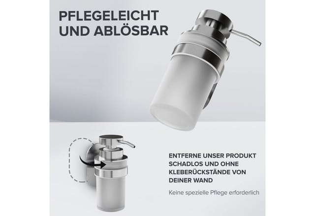 ovimar Seifenspender Kegnaes, (1-tlg), aus Edelstahl in Silber zur Zum Kleben