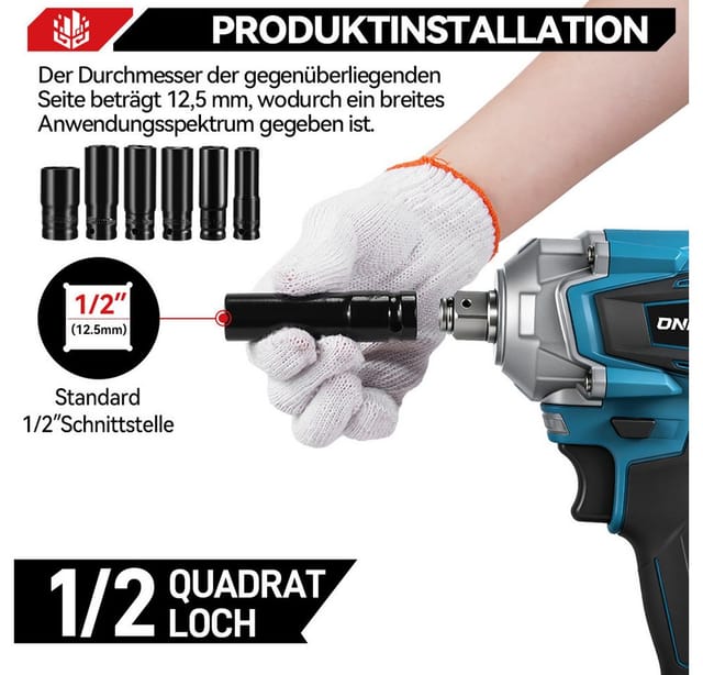 ONEVAN Akku-Schlagschrauber 1/2 Zoll Bürstenloser Motor, 1200Nm Drehschlagschrauber, 2 in 1 Elektro-Schlagschrauber mit 2 Akku