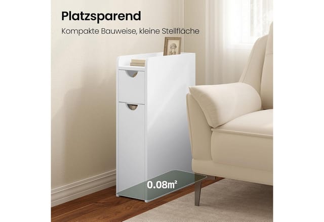 EUGAD Badkommode (1 St), Badezimmerschrank klein schmal mit Schublade auf Rollen