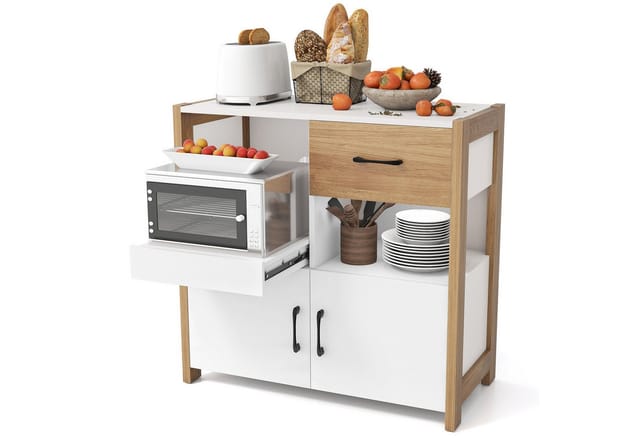 COSTWAY Küchenbuffet Küchenschrank mit Türen & Schubladen, Sideboard Holz