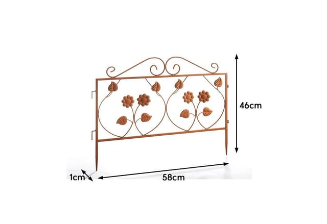 Kobolo Gartenstecker LEAVES 4er Set Zaun Zaunfeld Rankhilfe Rostoptik (4er Set, 4-St., 2er Set) Zaunfelder