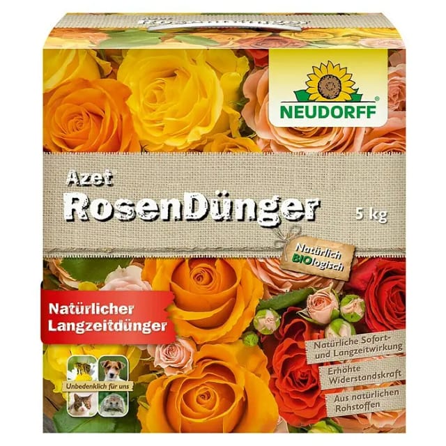 Neudorff Blumendünger Azet RosenDünger 5 kg, mit 100 Tagen Langzeitwirkung, für langanhaltend farbenfrohe Rosen, Stauden und Blütenpflanzen, aus natürlichen Rohstoffen
