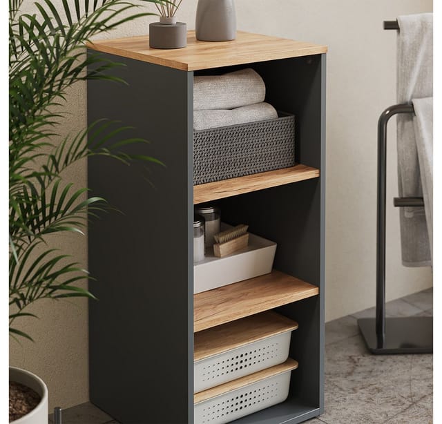 Vicco Midischrank Viktor, Anthrazit/Goldkraft Eiche, 40.2 x 88.2 cm (1-St)