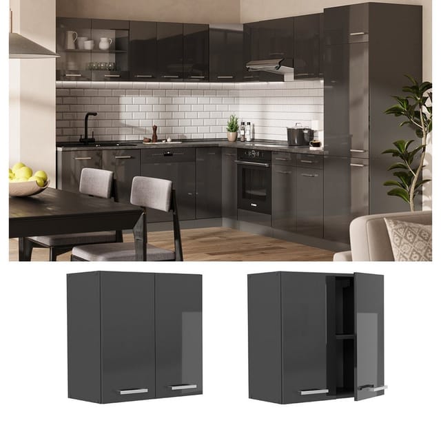 Vicco Hängeschrank R-Line, Anthrazit Hochglanz/Anthrazit, 60 cm (1-St)