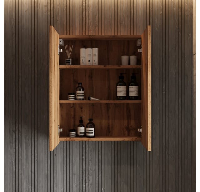 Vicco Badezimmerspiegelschrank Lotta, Eiche, 59.7 x 73.2 cm mit 2 Türen (1-St)