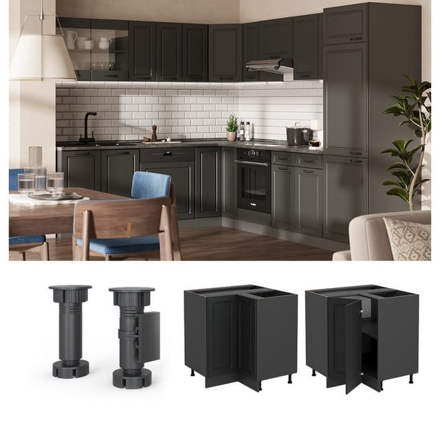 Vicco Eckunterschrank R-Line, Anthrazit Landhaus/Anthrazit, 75.6 cm ohne Arbeitsplatte (1-St)