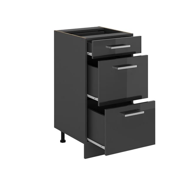 Vicco Unterschrank R-Line, Anthrazit Hochglanz/Anthrazit, 40 cm mit Schubladen, ohne A... (1-St)