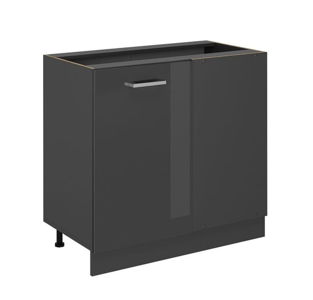 Vicco Eckunterschrank R-Line, Anthrazit Hochglanz/Anthrazit, 86 cm ohne Arbeitsplatte (1-St)
